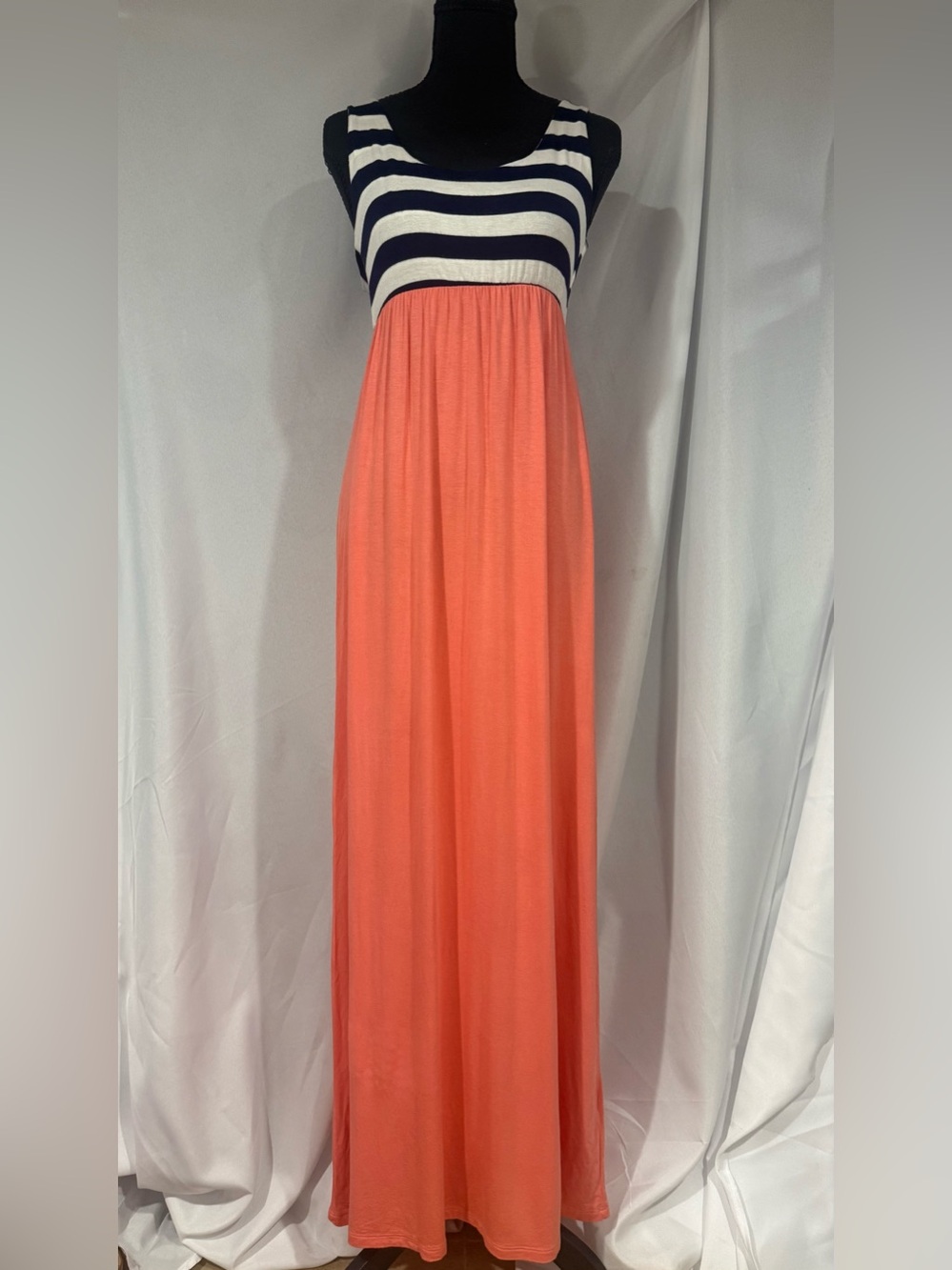 Striped Bodice Coral Maxi Skirt